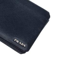 Pre Owned Prada Navy Blue Saffiano Leather Bifold Wallet