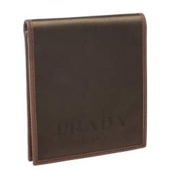 Prada Metallic Brown Satin Bifold Wallet