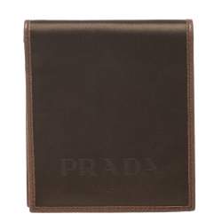 Prada Metallic Brown Satin Bifold Wallet