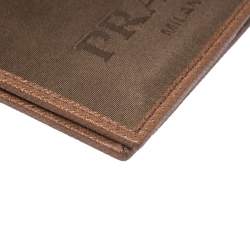 Prada Metallic Brown Satin Bifold Wallet