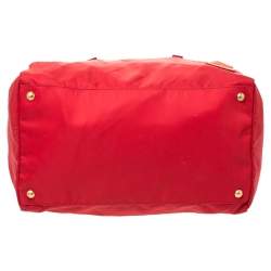 Prada Red Nylon and Leather Duffle Bag