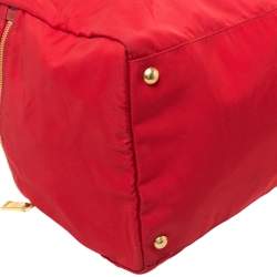 Prada Red Nylon and Leather Duffle Bag