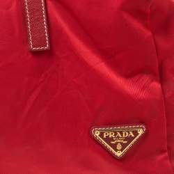 Prada Red Nylon and Leather Duffle Bag