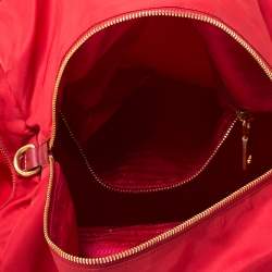 Prada Red Nylon and Leather Duffle Bag