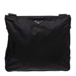 Pre Owned Prada Black Nylon and Leather Messenger Bag