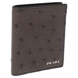 Prada Grey Ostrich Bifold Wallet