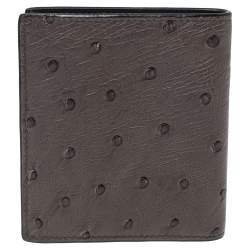 Prada Grey Ostrich Bifold Wallet