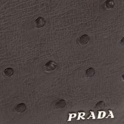 Prada Grey Ostrich Bifold Wallet