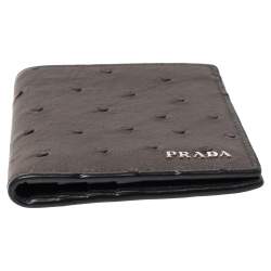 Prada Grey Ostrich Bifold Wallet