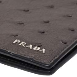 Prada Grey Ostrich Bifold Wallet