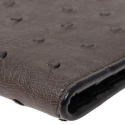 Prada Grey Ostrich Bifold Wallet