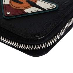 Prada Black Saffiano Lux Leather Zip Around Organizer