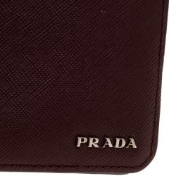 Prada  Burgundy Saffiano Lux Leather Bifold Wallet