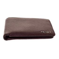 Prada  Burgundy Saffiano Lux Leather Bifold Wallet