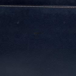 Prada Navy Blue Saffiano Cuir Leather Work  Briefcase