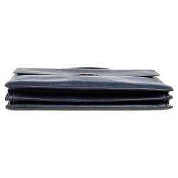 Prada Navy Blue Saffiano Cuir Leather Work  Briefcase