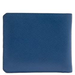 Pre Owned Prada Blue Saffiano Leather Bifold Wallet