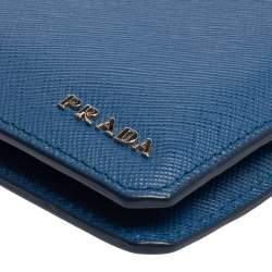 Pre Owned Prada Blue Saffiano Leather Bifold Wallet