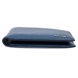 Pre Owned Prada Blue Saffiano Leather Bifold Wallet