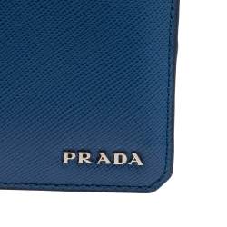Pre Owned Prada Blue Saffiano Leather Bifold Wallet