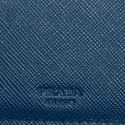 Pre Owned Prada Blue Saffiano Leather Bifold Wallet