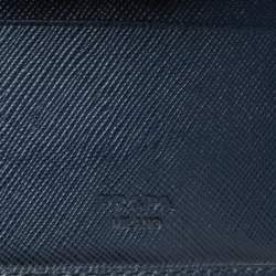 Prada Navy Blue Saffiano Lux Leather Money Clip Bi-fold Wallet