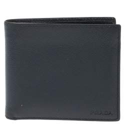 Prada Blue Saffiano Lux Leather Bifold Wallet