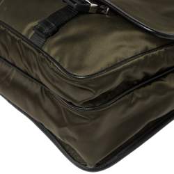 Prada Khaki Green/Black Nylon Flap Messenger Bag