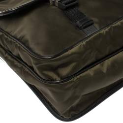 Prada Khaki Green/Black Nylon Flap Messenger Bag
