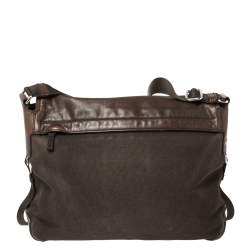 Prada Brown Canvas and Leather Messenger Bag