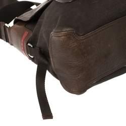 Prada Brown Canvas and Leather Messenger Bag