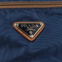 Prada Navy Blue/Brown Tessuto Nylon Wash Bag