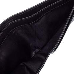 Prada Black/Grey Saffiano Leather Stripe Bi-Fold Wallet 