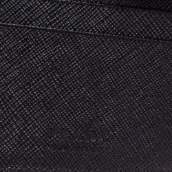 Prada Black/Grey Saffiano Leather Stripe Bi-Fold Wallet 
