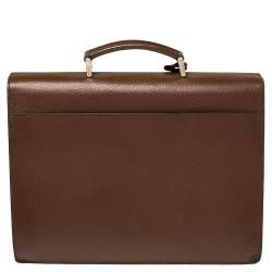 Prada Mocha Brown Leather Work Briefcase 