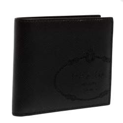 Prada Black Saffiano Lux Leather Logo Embossed Bifold Wallet