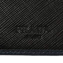 Prada Blue Saffiano Leather Bifold Wallet 