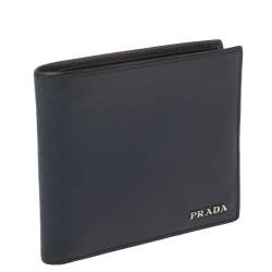 Prada Blue Saffiano Leather Bifold Wallet 