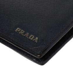 Prada Blue Saffiano Leather Bifold Wallet 
