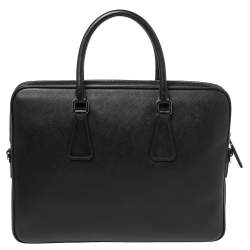 Prada Black Saffiano Leather Briefcase Laptop Bag