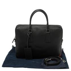 Prada Black Saffiano Leather Briefcase Laptop Bag