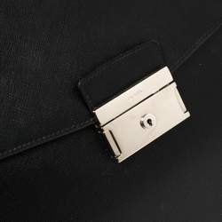 Prada Black Saffiano Lux Leather Double Gusset Briefcase