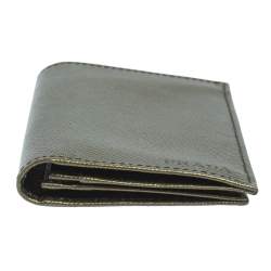 Prada Metallic Green Saffiano Leather Card Holder