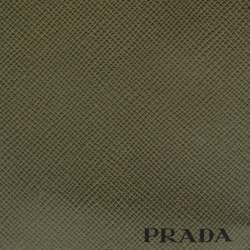 Prada Metallic Green Saffiano Leather Card Holder