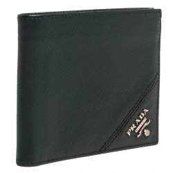 Prada Green Saffiano Lux Leather Bifold Wallet