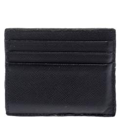 Pre Owned Prada Black/Navy Blue Saffiano Leather and Crocodile Card Holder