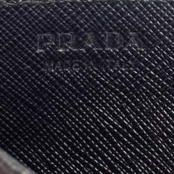 Pre Owned Prada Black/Navy Blue Saffiano Leather and Crocodile Card Holder