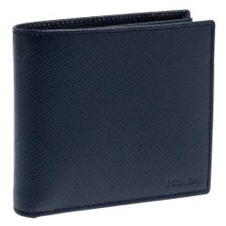 Prada Navy Blue Saffiano Lux Leather Bifold Wallet