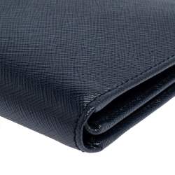 Prada Navy Blue Saffiano Lux Leather Bifold Wallet