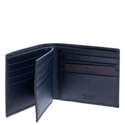 Prada Navy Blue Saffiano Lux Leather Bifold Wallet
